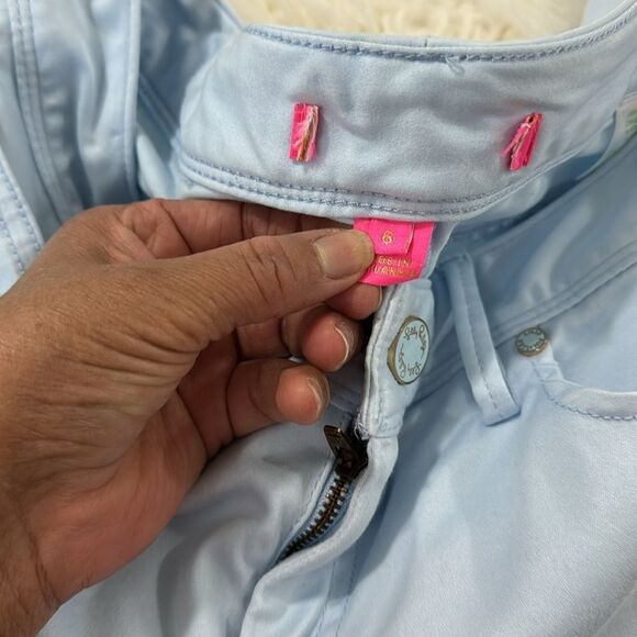 Lilly Pulitzer Light Blue Skinny Pants with Purple Floral Design - Picture 6 of 11